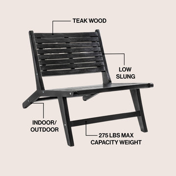Leo Mid-Century Modern Wood Armless Outdoor Patio Chair